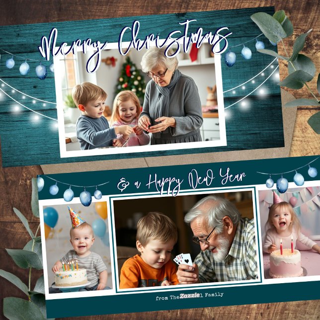 Cartes Pour Fêtes Annuelles Joyeux Noël Rustique Bois Photos (Créateur téléchargé)
