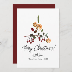 Cartes Pour Fêtes Annuelles Joyeux Noël rustique feuillage minimaliste