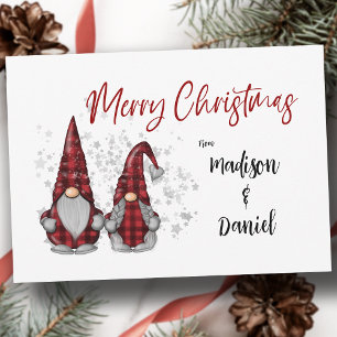 Cartes Pour Fêtes Annuelles Joyeux Noël Rustique Gnomes dans Red Buffalo Plaid