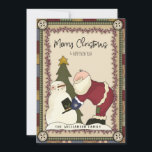 Cartes Pour Fêtes Annuelles Joyeux Noël rustique pays Père Noël et Snowman<br><div class="desc">Joyeux Noël Rustique pays Père Noël et Snowman - rustique pays primitif Père Noël tous habillés dans son meilleur Noël est de remettre à son ami Frosty son chapeau haut de gamme. Père Noël et Snowman se tiennent à côté d'un sapin de Noël. La carte est encadrée de baies rouges...</div>