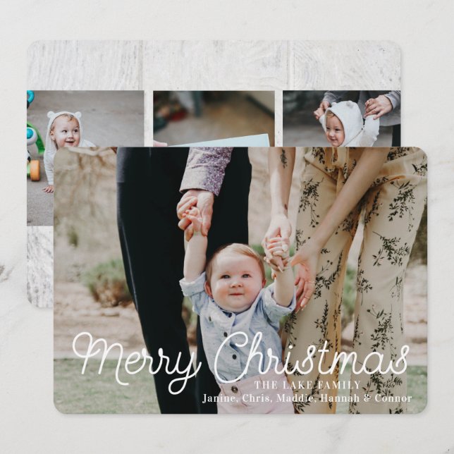 Cartes Pour Fêtes Annuelles Joyeux Noël Rustique Photo Holiday Card (Devant / Derrière)