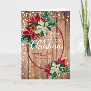 Cartes Pour Fêtes Annuelles Joyeux Noël Rustique Poinsettia Fête Florale