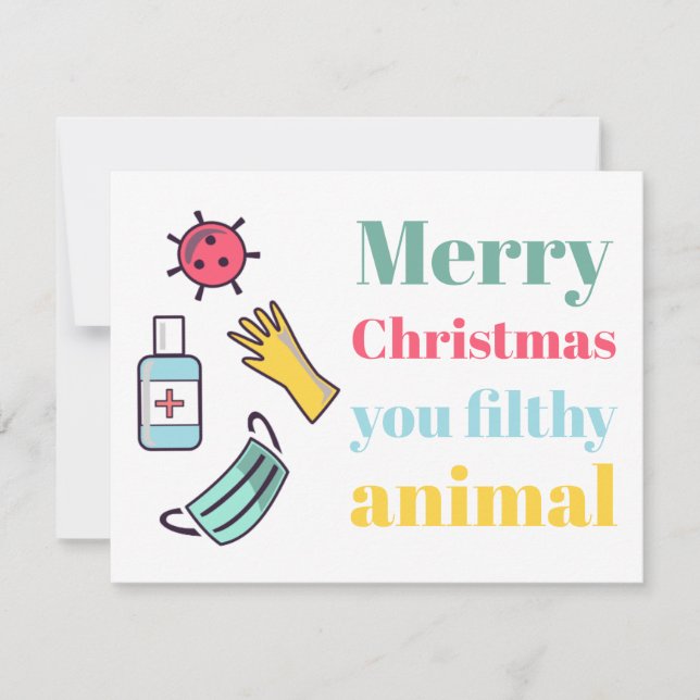Cartes Pour Fêtes Annuelles Joyeux Noël, sale animal COVID (Devant)
