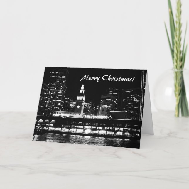 Cartes Pour Fêtes Annuelles Joyeux Noël ! San Francisco la nuit (Devant)