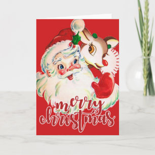 Cartes Pour Fêtes Annuelles Joyeux Noël   Santa Claus et Rudolf