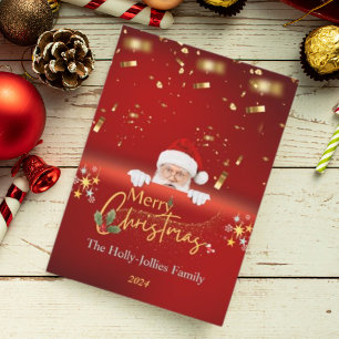 Cartes Pour Fêtes Annuelles Joyeux Noël Santa Claus Red Flat Holiday Card