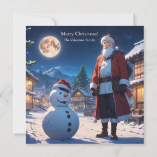 Cartes Pour Fêtes Annuelles Joyeux Noël Santa Clause et Snowman