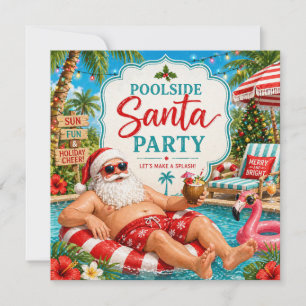 Cartes Pour Fêtes Annuelles Joyeux Noël Santa Tropical Eté Fête au Piscine