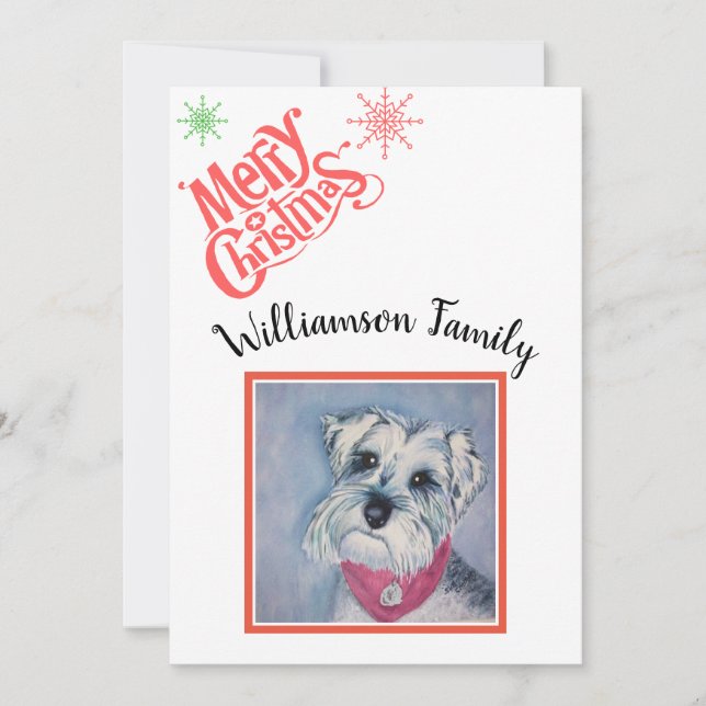 Cartes Pour Fêtes Annuelles Joyeux Noël Schnauzer (Devant)
