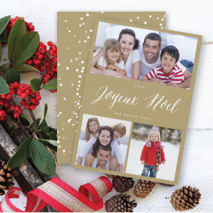 Cartes Pour Fêtes Annuelles Joyeux Noel Script 3 Photo Collage Noël