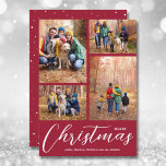 Cartes Pour Fêtes Annuelles Joyeux Noël Script 4 Crimson photo<br><div class="desc">Téléchargez vos 4 photos préférées sur cette carte photo de Noël qui présente Joyeux Noël et vos noms en lettres blanches chic sur un arrière - plan rouge crimson. Sélectionnez Matte pour le papier le plus lourd et High Definition pour une meilleure qualité de photo. PLUS DE COULEURS faites pour...</div>