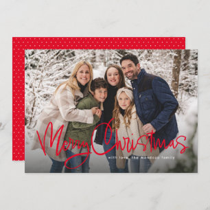 Cartes Pour Fêtes Annuelles Joyeux Noël script amusant simple photo rouge