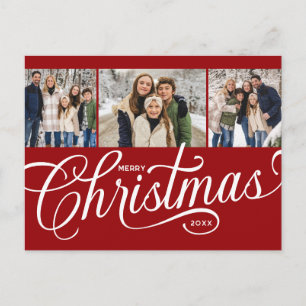 Cartes Pour Fêtes Annuelles Joyeux Noël Script Familial Fêtes 3 Photo