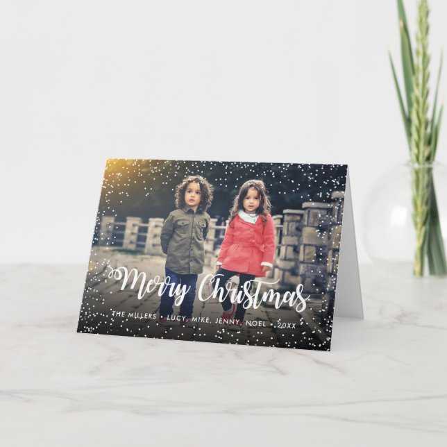 Cartes Pour Fêtes Annuelles Joyeux Noël Script Holiday Snowfall (Devant)
