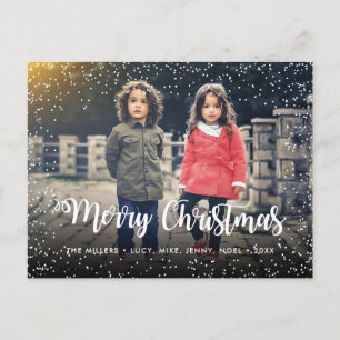 Cartes Pour Fêtes Annuelles Joyeux Noël Script Holiday Snowfall Custom