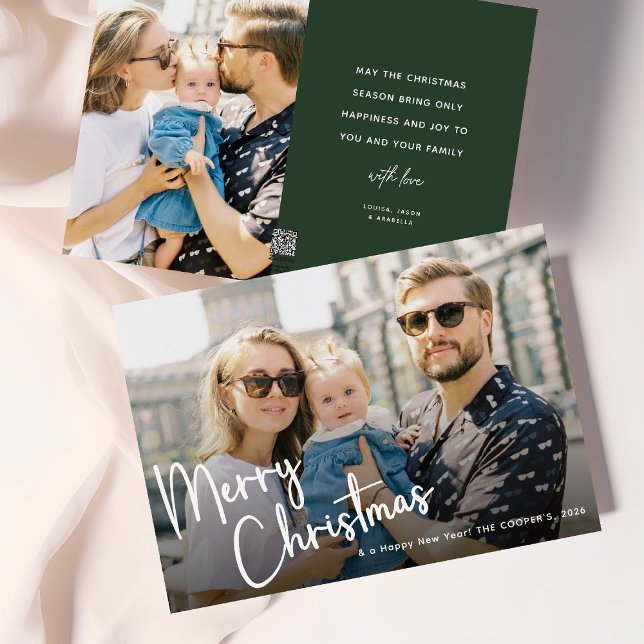 Cartes Pour Fêtes Annuelles Joyeux Noël Script Lettrage 2 Photo (Créateur téléchargé)