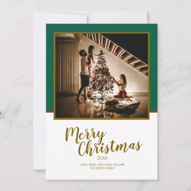 Cartes Pour Fêtes Annuelles Joyeux Noël Script personnalisé Bois blanc (Devant)