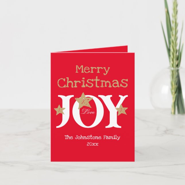 Cartes Pour Fêtes Annuelles Joyeux Noël Script plié Red Holiday Card (Devant)