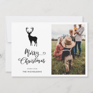Cartes Pour Fêtes Annuelles Joyeux Noël Script Reindee Photo de Noël