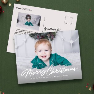 Cartes Pour Fêtes Annuelles Joyeux Noël script simple deux photo