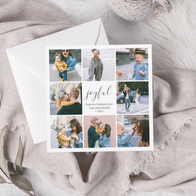 Cartes Pour Fêtes Annuelles Joyeux Noël Script Simple Photo Collage (Créateur téléchargé)