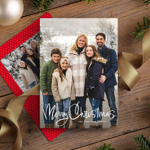 Cartes Pour Fêtes Annuelles Joyeux Noël script simple rouge deux photo