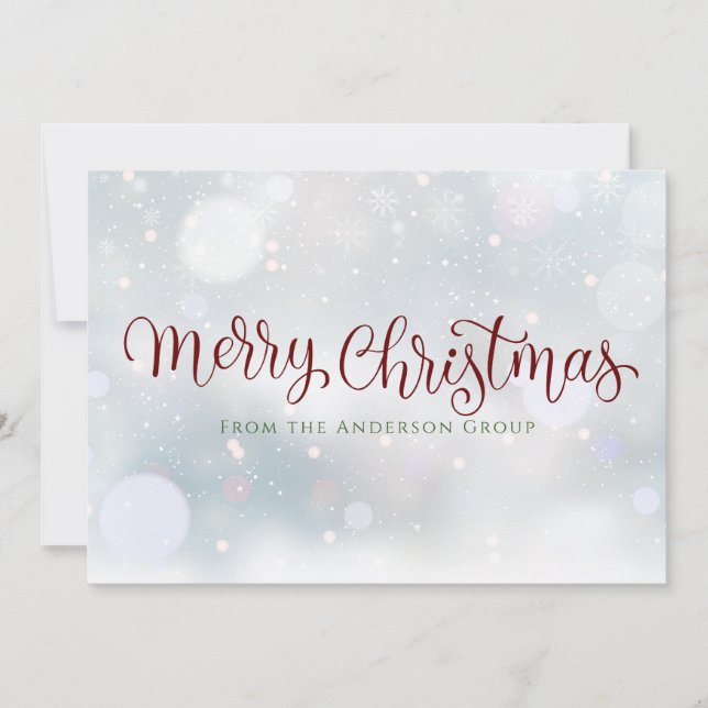 Cartes Pour Fêtes Annuelles Joyeux Noël Script Snowflakes Office (Devant)