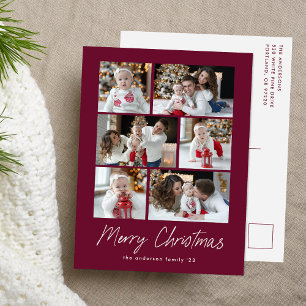 Cartes Pour Fêtes Annuelles Joyeux Noël Script violet 6 photo Collage