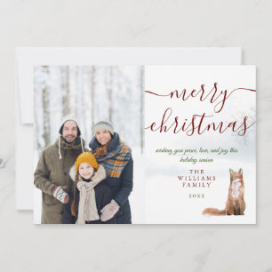 Cartes Pour Fêtes Annuelles Joyeux Noël Script Winter Fox Photo