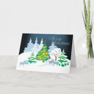 Cartes Pour Fêtes Annuelles Joyeux Noël Serene Chèvres heure de nuit
