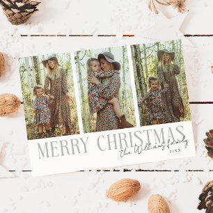 Cartes Pour Fêtes Annuelles Joyeux Noël Signature Multi Photo Blanc