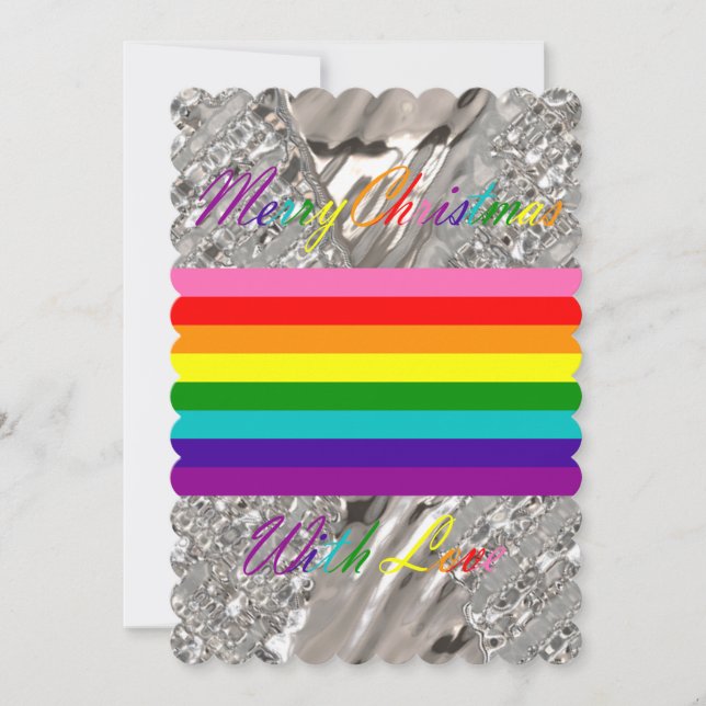 Cartes Pour Fêtes Annuelles Joyeux Noël Silver Lights Elegant LGBT Rainbow (Devant)