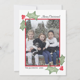 Cartes Pour Fêtes Annuelles Joyeux Noël simple aquarelle Cadre photo