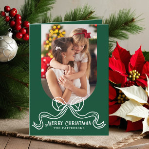 Cartes Pour Fêtes Annuelles Joyeux Noël Simple Moderne Coquette Bow Photo