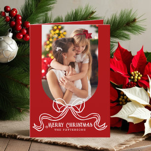 Cartes Pour Fêtes Annuelles Joyeux Noël Simple Moderne Coquette Bow Photo