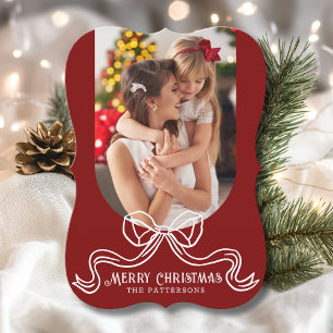 Cartes Pour Fêtes Annuelles Joyeux Noël Simple Moderne Coquette Bow Photo