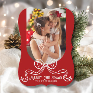 Cartes Pour Fêtes Annuelles Joyeux Noël Simple Moderne Coquette Bow Photo