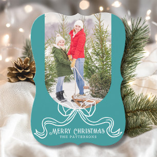 Cartes Pour Fêtes Annuelles Joyeux Noël Simple Moderne Coquette Bow Photo