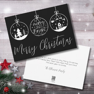 Cartes Pour Fêtes Annuelles Joyeux Noël Simple Noir Et Blanc