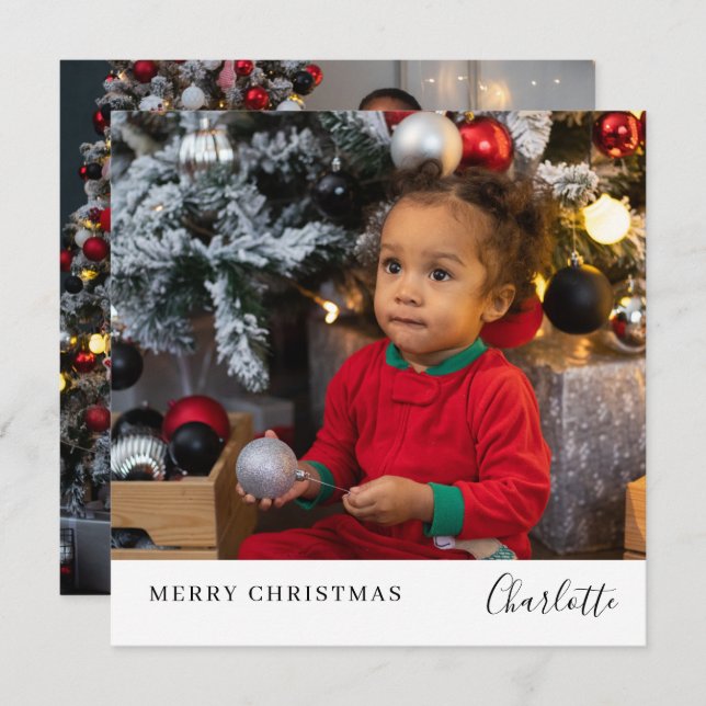 Cartes Pour Fêtes Annuelles Joyeux Noël Simple Personnalisé (Devant / Derrière)