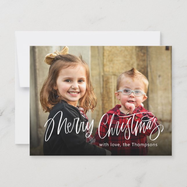 Cartes Pour Fêtes Annuelles Joyeux Noël Simple Photo Red Holiday Card (Devant)