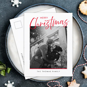 Cartes Pour Fêtes Annuelles Joyeux Noël Simple Photo Rouge