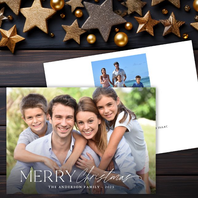 Cartes Pour Fêtes Annuelles Joyeux Noël Simple Script 2 Photo (Créateur téléchargé)