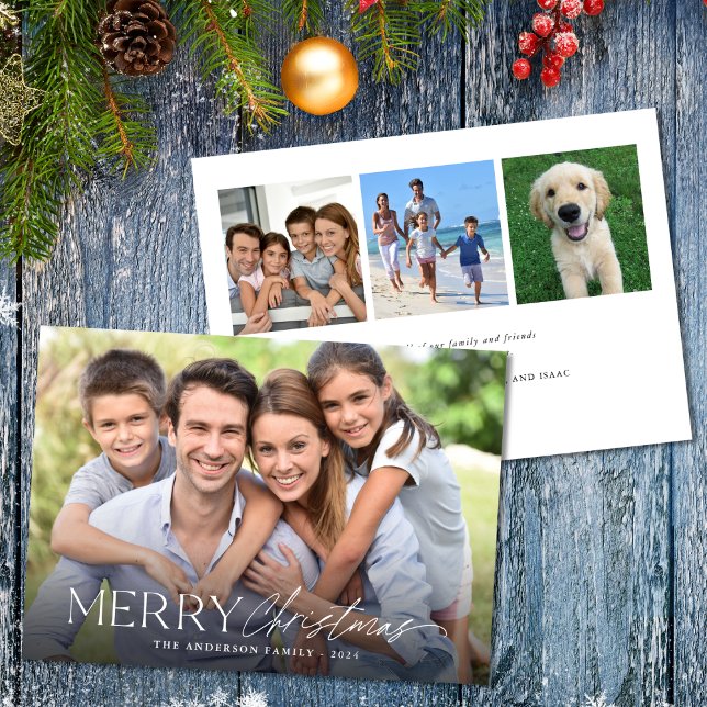 Cartes Pour Fêtes Annuelles Joyeux Noël Simple Script 4 Photo (Créateur téléchargé)