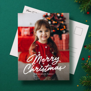 Cartes Pour Fêtes Annuelles Joyeux Noël simple script décontracté une photo