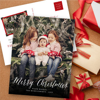 Cartes Pour Fêtes Annuelles Joyeux Noël Simple Script Modern Classic Photo