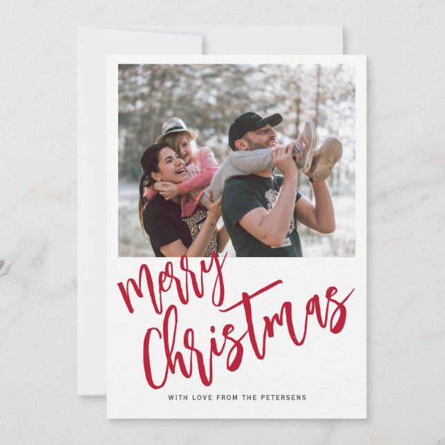 Cartes Pour Fêtes Annuelles Joyeux Noël simple script photo  (Devant)