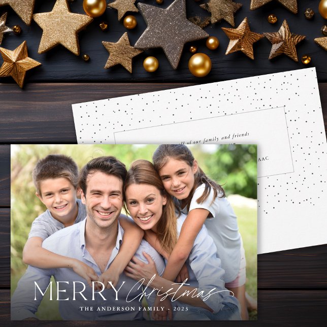 Cartes Pour Fêtes Annuelles Joyeux Noël Simple Script Photo (Créateur téléchargé)