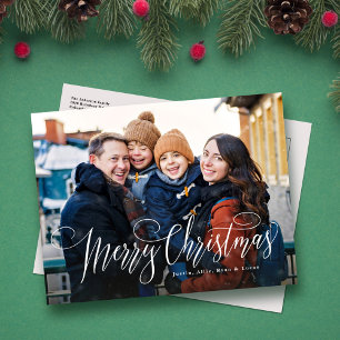 Cartes Pour Fêtes Annuelles Joyeux Noël simple script photo de famille