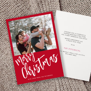 Cartes Pour Fêtes Annuelles Joyeux Noël simple script photo rouge